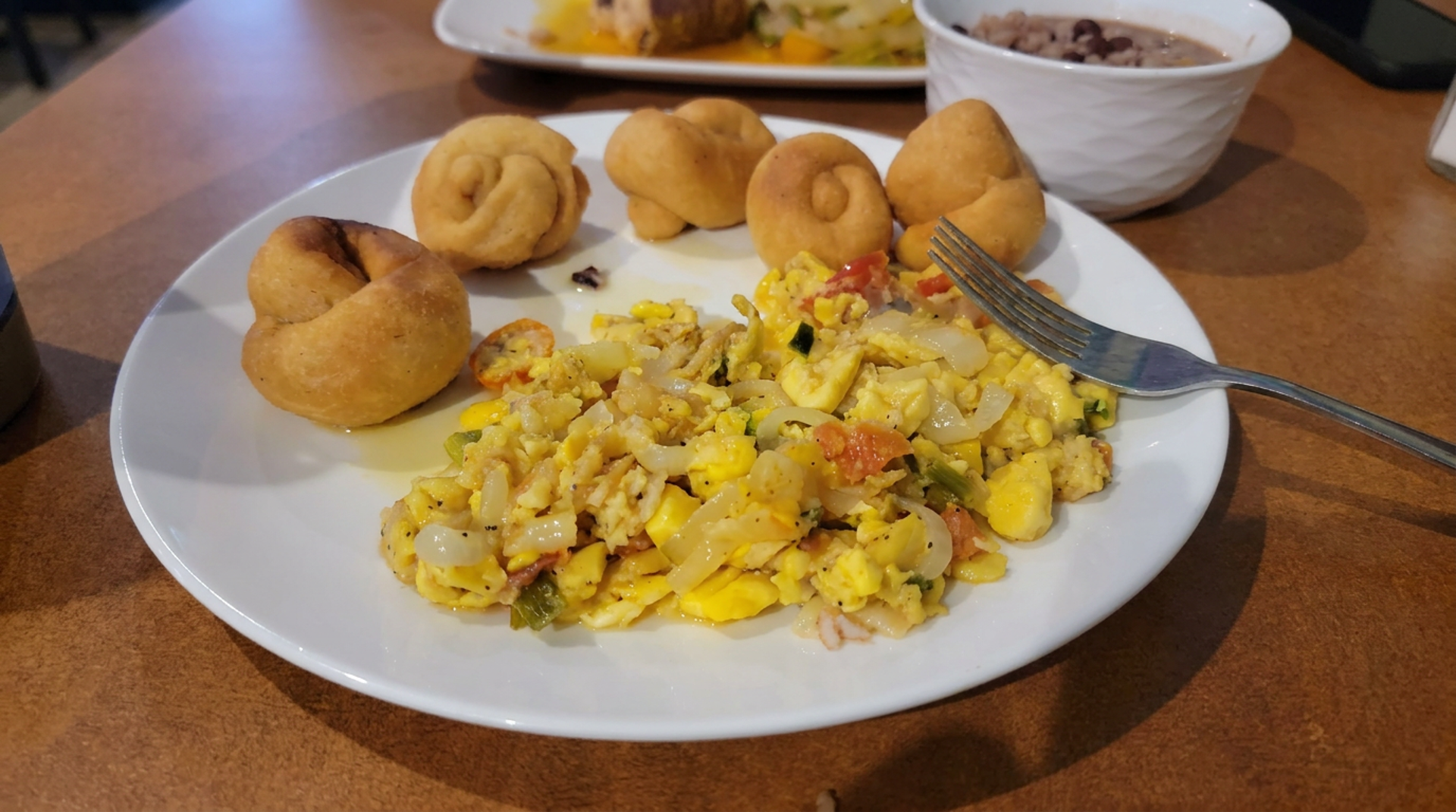 Ackee and salt fish with festival